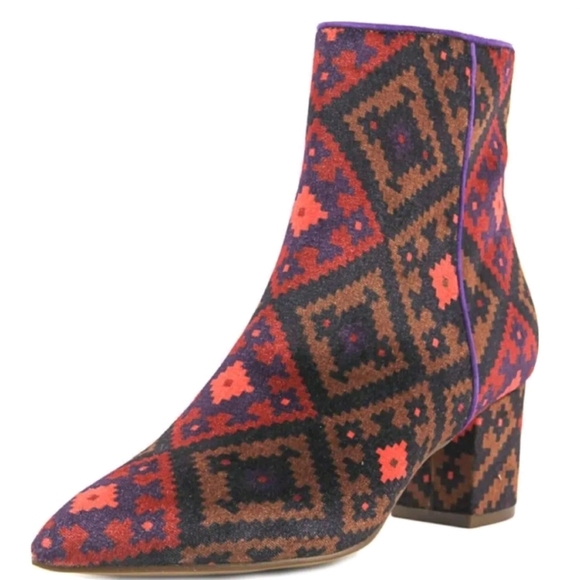 Brian Atwood Shoes - Brian Atwood Velour Kelsi Aztec Bootie size 10 with 2" heel